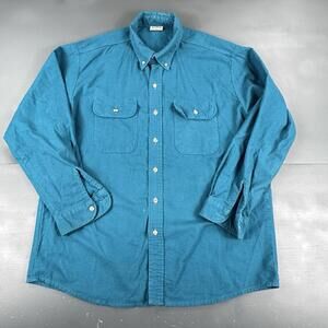 VTG Five Brother Shirt Mens XL Teal Turquoise Chamois Flannel Midweight USA Made